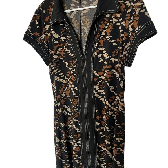 Connected Apparel 70s-Style Geometric Dress – Size 14P – Pre-Loved - Picture 5 of 8